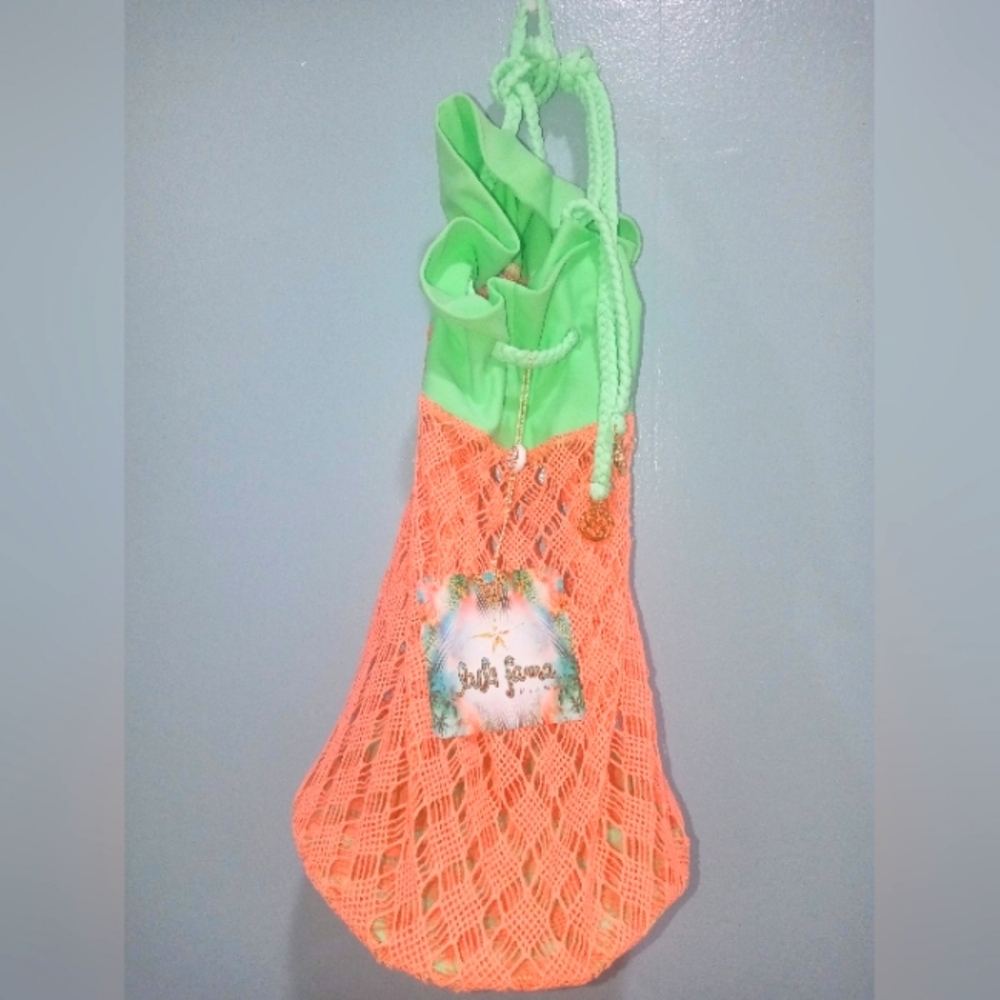 Luli Beachy Coral drawstring Bag